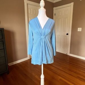 New Light blue, long sleeves, v-neck, stretch shirt.